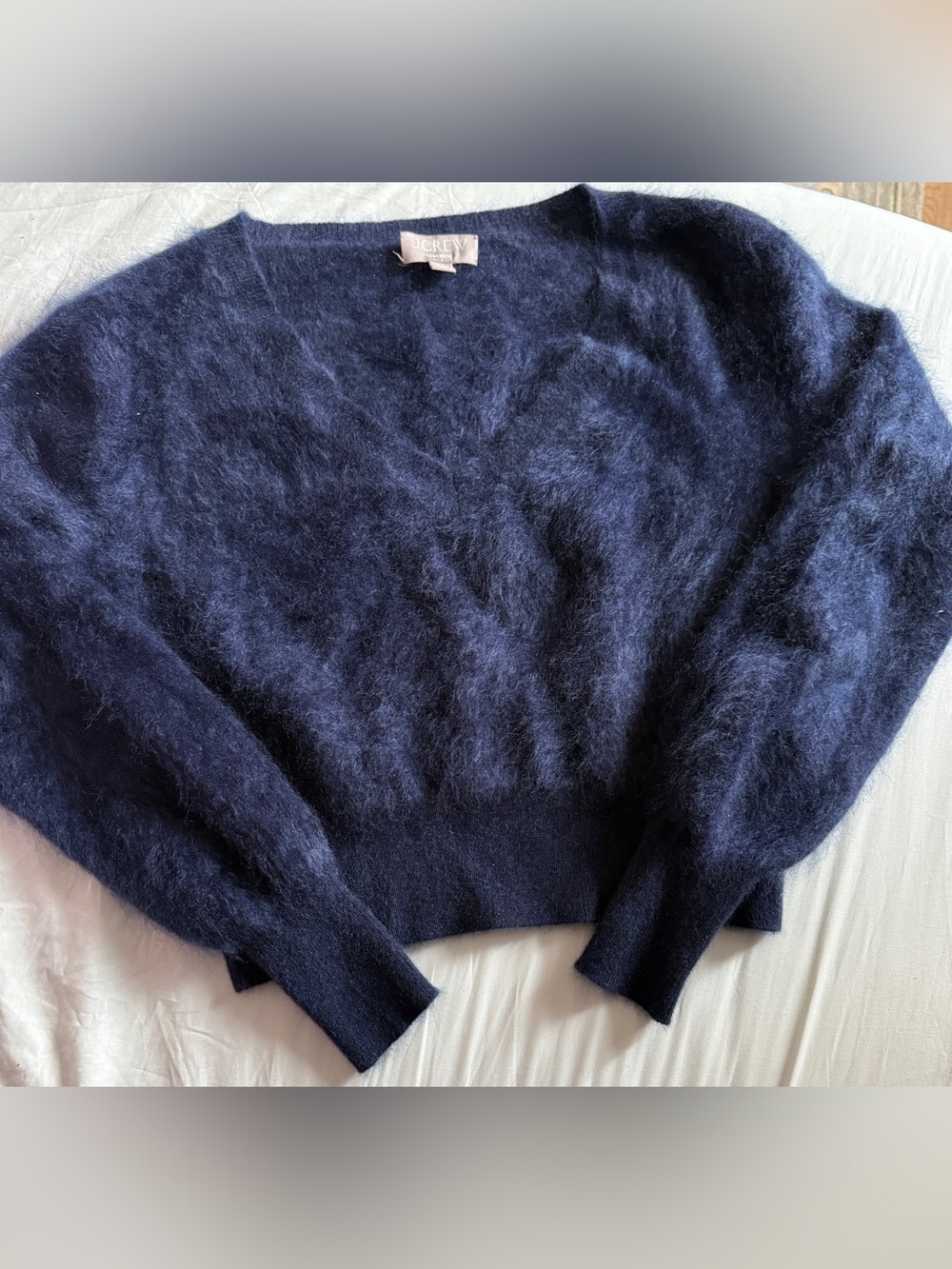 J. Crew Brushed Cashmere V-Neck Sweater (Navy Blue)